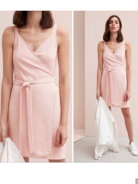 Everlane Women's 0 The Japanese GoWeave True Wrap Tank Mini Dress Blush Pink